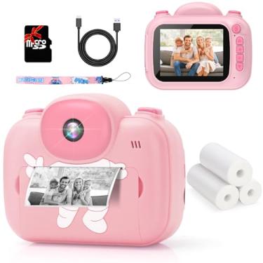 Imagem de Impressão instantânea para câmera infantil, câmera digital instantânea de 8,5 cm com fotos e vídeos HD 1080p, presentes de aniversário de Natal para meninas e meninos de 3 a 12 anos (rosa)