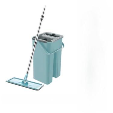 Imagem de Mop Flat Esfregão Rodo Magico Limpa Facil Com Balde Lava E Seca Com 2 Ou 4 Refil(2 Refil)