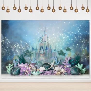 Imagem de Yeele 1,5 x 0,9 m Castelo submarino cenário foto tema sereia crianças aniversário chá de bebê decoração festa banner fantasia princesa castelo fotografia fundo vinil papel de parede