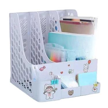 Imagem de Porta Livros e Organizador - Acabe com a Bagunça em Estantes e Mesas, Suporte para Separar Livros, Cadernos e Documentos com Estilo(2,(ORGRQ2023) BRANCO)