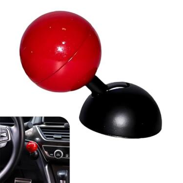Imagem de Shakas Capa de botão de arranque para carro, design decorativo de joystick de bola de metal, para a maioria dos carros, acessórios de botão de ignição autoadesivos (vermelho)