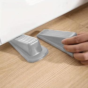 Imagem de 4 pacotes de batentes de porta de borracha, batentes de porta para parte inferior da porta para carpete porta resistente, para parte inferior da porta em azulejo, concreto, carpete (cinza)