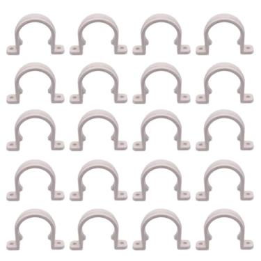Imagem de BENLIUDH Correia de tubo de PVC de 2,5 cm, grampos de tubulação de 2 furos, suportes de tubos de plástico (branco, 20 peças)