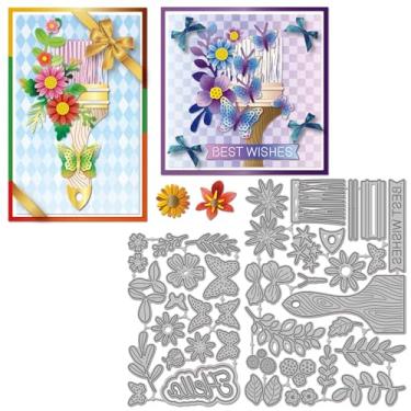 Imagem de GLOBLELAND Matrizes de corte de flores, girassol, margarida, metal, folhas, borboleta, saudação, corte, estampagem, modelos, para scrapbooking, artesanato, cartões de papel