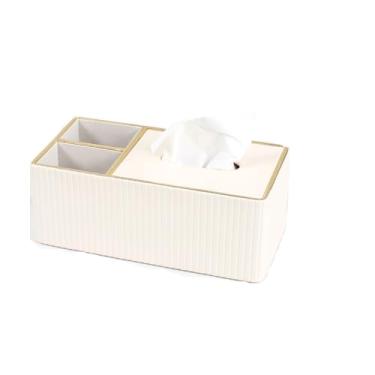 Imagem de porta-lenços Caixa de Papel Toalha Branca para Sala de Estar, Mesa de Centro Criativa com Gaveta Multifuncional para Armazenamento(Branco)