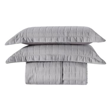 Imagem de Colcha Cobre Leito Dupla Face 400 Fios Toque Aveludado 3 Peças – Kit Cama Completo Solteiro Casal Queen e King (Cinza,Casal)