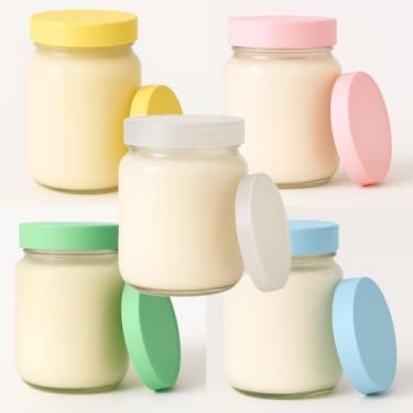 Imagem de Kit 5 Potes de Vidro 267ml com Tampa – Leite Materno e Papinha, BPA Free (Sortida)