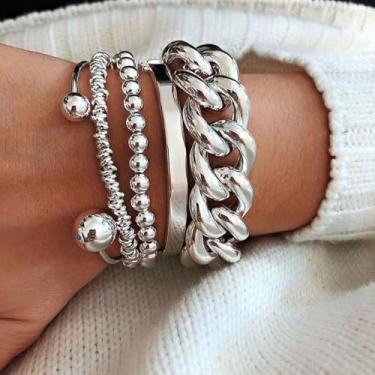 Imagem de Pulseira de elos cubanos dourados grossos delicados para mulheres 2025