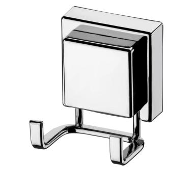 Imagem de Gancho Duplo Suporte Multiuso Com Ventosa Cromado Banheiro