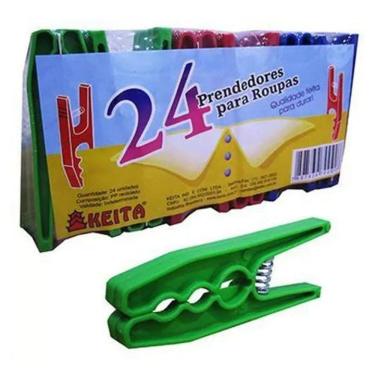 Imagem de 2X 24 Prendedores De Roupa Plástico Pregador Keita Grande E