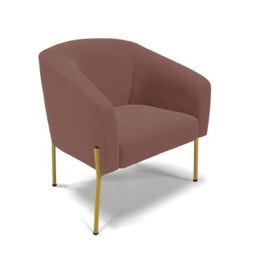 Imagem de Cadeira Sala De Jantar Pé De Ferro Dourado Stella Veludo D03 - D'rossi Cor Rose