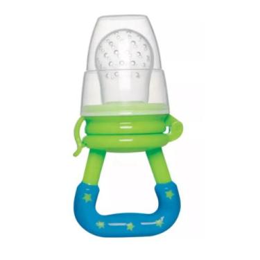 Imagem de Porta Frutinha Alimentadora Silicone Buba Menina Menino, Verde com Azu