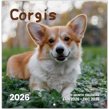 Imagem de Calendário 2026, calendário mensal para cães de parede Corgi 2026 funciona de novembro de 2025 a dezembro de 2026, calendário de parede suspenso, aberto de 29,5 x 61 cm, layout de página inteira para