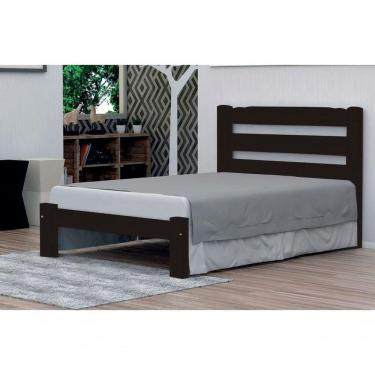 Imagem de Cama De Casal Luna De Madeira Maciça Angelim Pedra/tauari - Cor Tabaco