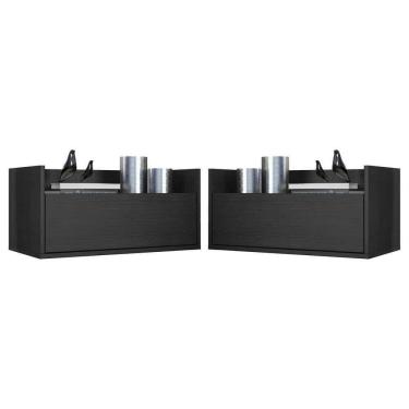 Imagem de Kit Com 2 Mesas De Cabeceira 80Cm Suspensa Multimóveis V4005 Preta Preto