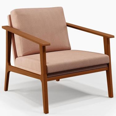 Imagem de Poltrona Decorativa Para Sala De Estar Petra B04 Linho Rosê