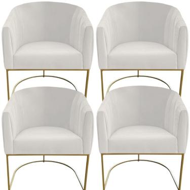 Imagem de Kit 04 Poltrona Julia Com Base De Ferro Sala De Estar Escritório Recepção Clinica Suede Bege D'classe Decor