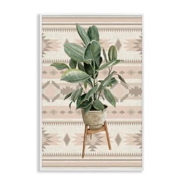 Imagem de Stupell Industries Aztec Planter Lush Plant White Framed Giclee Art, design por Cindy Jacobs, 24 x 16