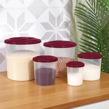 Imagem de Conjunto Kit 5 Potes Mantimentos com Tampa Organizadores