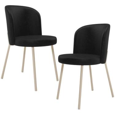 Imagem de Kit 02 Cadeiras Para Sala De Jantar Cozinha Estofada Gavi Arena L02 Couríssimo Preto - Lyam Decor