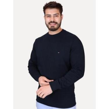 Imagem de Moletom Tommy Hilfiger Masculino Crewneck Essential Terry Azul Marinho-Masculino