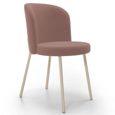 Imagem de Cadeira Para Sala De Jantar Cozinha Estofada Gavi Arena L02 Suede Rosê - Lyam Decor