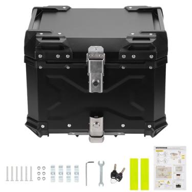 Imagem de Generic Capa Superior para Motocicleta, Caixa Traseira de Liga de Alumínio Com Trava Dupla de Liberação Rápida e Forro de Couro, para Capacetes, Armazenamento de Equipamento de Equitação (vinagre)