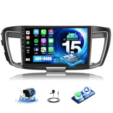 Imagem de Qualcomm 8 Core 4+64G para Honda Accord 9ª geração 2.0L 2013-2017 Android 15 estéreo para carro com CarPlay sem fio, Android Auto, tela sensível ao toque IPS de 25 cm, GPS de banda dupla, WiFi