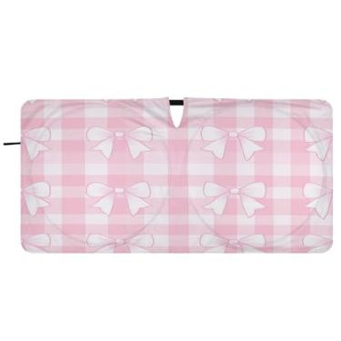 Imagem de Blueangle Arcos no para-brisa guingão rosa para-sol - 149.9 cm x 76.2 cm dobrável carro janela frontal blocos guarda-sol raios UV viseira de sol (371)
