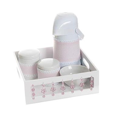 Imagem de Potinho de Mel Kit Higiene Com Porcelanas E Capa Florzinha Quarto Bebê Menina Rosa