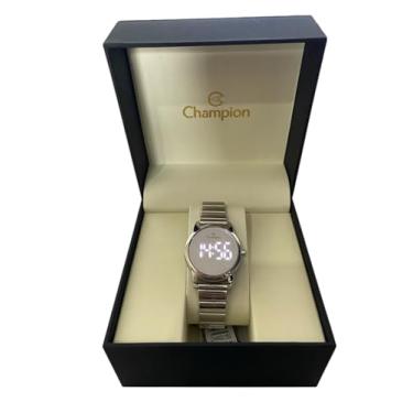 Imagem de Relógio Feminino Digital Led Champion Prata Espelhado CH48215Q