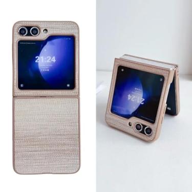 Imagem de Capa colorida com textura de couro para Samsung Galaxy Z Flip 7 6 5 4 3 Zflip7 Flip6 (para Galaxy Z Flip6/Marrom)