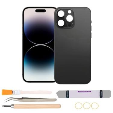 Imagem de Dymicbit Substituição de vidro da tampa traseira traseira compatível com iPhone 14 Pro Max com kits de ferramentas de reparo (preto)