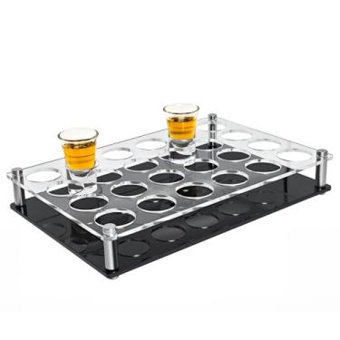 Imagem de GeryVtee 24 suportes para copos de shot de acrílico, organizador transparente para copos de vinho, bandeja de servir, acessórios para festa, bar, clube, orifício grande: 4 cm