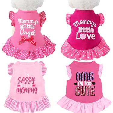 Imagem de XPUDAC 4 peças de camisa social para cães de estimação, saia para cachorrinhos, roupas de verão, roupas para cães e gatos pequenos (anjo rosa, PP (0,9-1,8 kg))