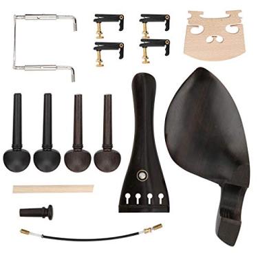 Imagem de SPYMINNPOO 4/4 Violino Tailpiece Soundpost Tuning Pegs Ponte Conjunto, Kit Completo para Violinistas, Feito de ébano + Metal + Madeira Bordo