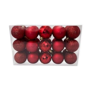 Imagem de Kit Bolinhas de Natal Vermelho, Enfeite Natalino, 5cm, 30 Unidades