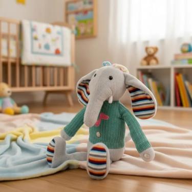 Imagem de Pelúcia Elefante Musical Interativo Com Som Luz Sensor De Toque Brinquedo Infantil Educativo 3+
