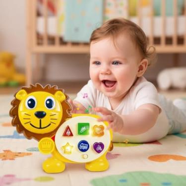 Imagem de Brinquedo Leão Musical Infantil Com Luzes Sons E Formas Educativo Interativo Para Bebês 12 Meses+