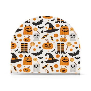 Imagem de JUZIHAI Suporte de guardanapo de abóbora de Halloween para mesa dispensador de guardanapo de acrílico suporte de lenços independente de mesa para cozinha sala de jantar bar festa decoração de casa
