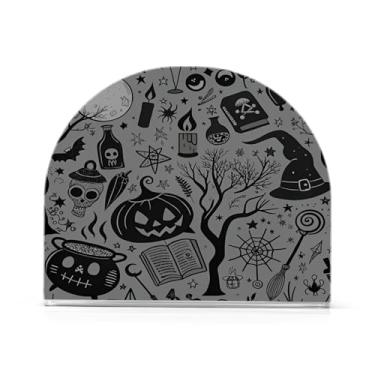 Imagem de JUZIHAI Suporte de guardanapo místico de Halloween para mesa dispensador de guardanapo de acrílico para mesa suporte de lenços independente para cozinha sala de jantar bar festa decoração de casa