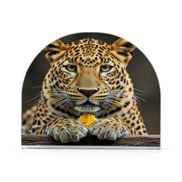 Imagem de JUZIHAI Suporte de guardanapo de leopardo para mesa dispensador de guardanapo de acrílico para mesa suporte de lenços independente para cozinha sala de jantar bar festa decoração de casa