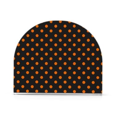 Imagem de JUZIHAI Porta-guardanapos de bolinhas laranja preto para mesa dispensador de guardanapo de acrílico suporte de lenços independente de mesa para cozinha sala de jantar bar festa decoração de casa