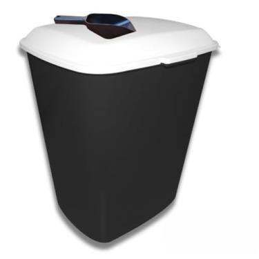 Imagem de Porta Ração 20kg com Pá Dosadora para Cães e Gatos – Container Hermético Antiformigas (PRETO 20KG)