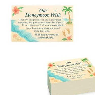 Imagem de Xtlonbom Cartões de desejos de lua de mel - Inserção de lista de presentes de casamento para fundo de lua de mel - Nota de agradecimento de 9 x 5 cm - Cartão de solicitação de fundo de lua de mel para