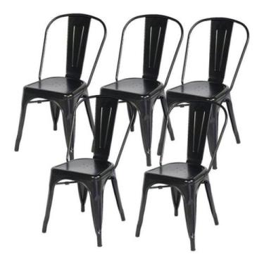 Imagem de Kit 5 Cadeiras Tolix Iron Metal Aço Industrial Preta !! - UNIVERSAL MI