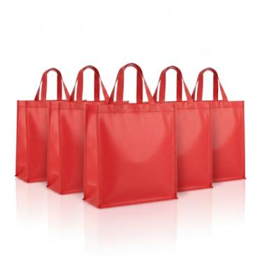 Imagem de Sacola Reutilizável TNT 100gr, Vermelho e Verde, 41x37cm com Alça 30cm, Material Não Tecido (5, Vermelho)