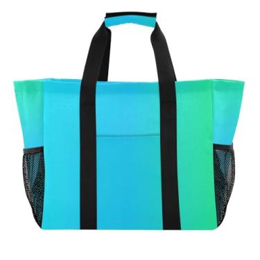 Imagem de ODAWA Sacola de viagem lavável gradiente azul, bolsa de ginástica estética para mulheres