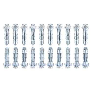 Imagem de DTGN Âncoras de parede ocas M5x37mm - Pacote com 35 - Bom para paredes de gesso de parede oca - Parafusos de âncora de drywall oco de aço carbono, prata