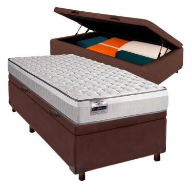 Imagem de Cama + Bau Blindado e Colchão Molas Ensacadas Solteiro - Hanover Inducol